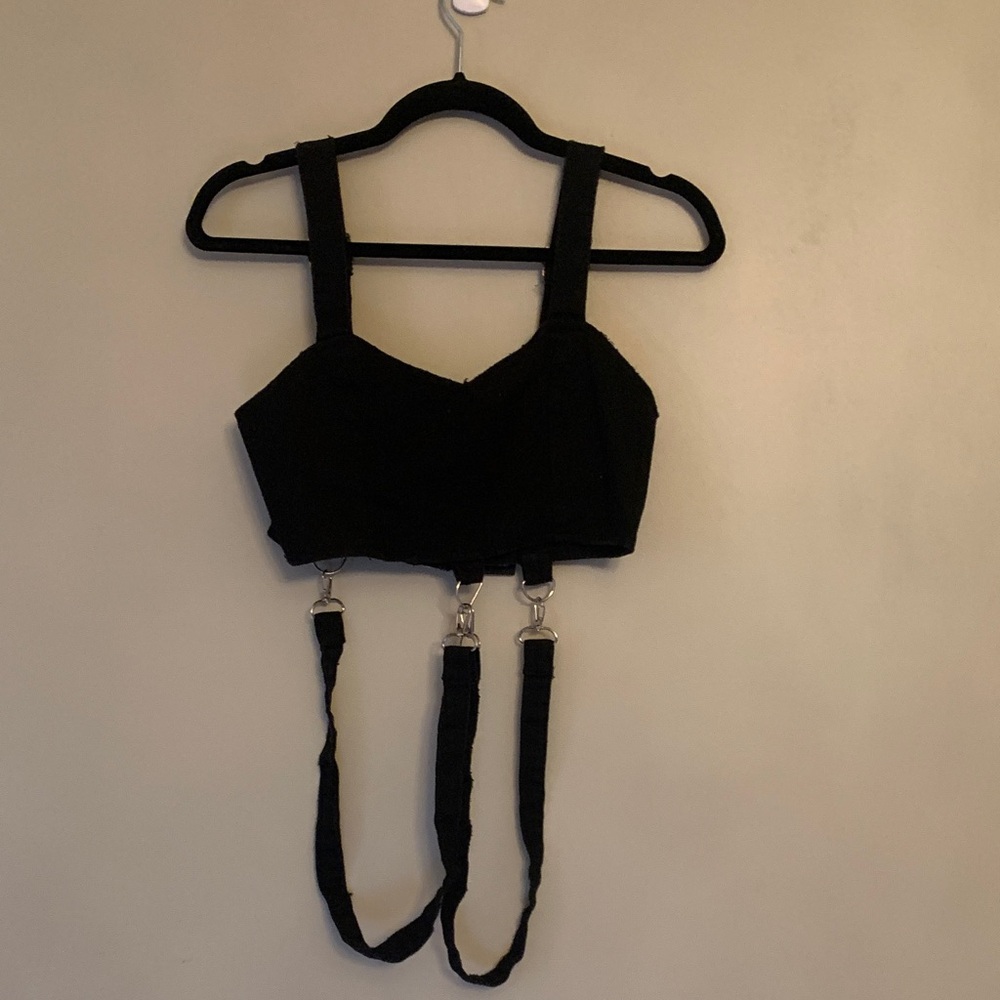 Carmar Black Strappy Corset Garter Crop Top